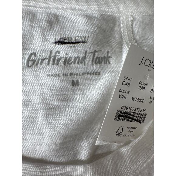 J. Crew Girlfriend Tank Top Sleeveless Crew Neck 100% Cotton White NWT Medium - Picture 7 of 10